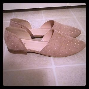 Beige Studded Loafers